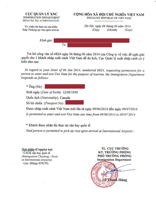 Private Vietnam Visa Approval Letter Securing Travelers Privacyvietnam E Visa Visa On Arrival 9159